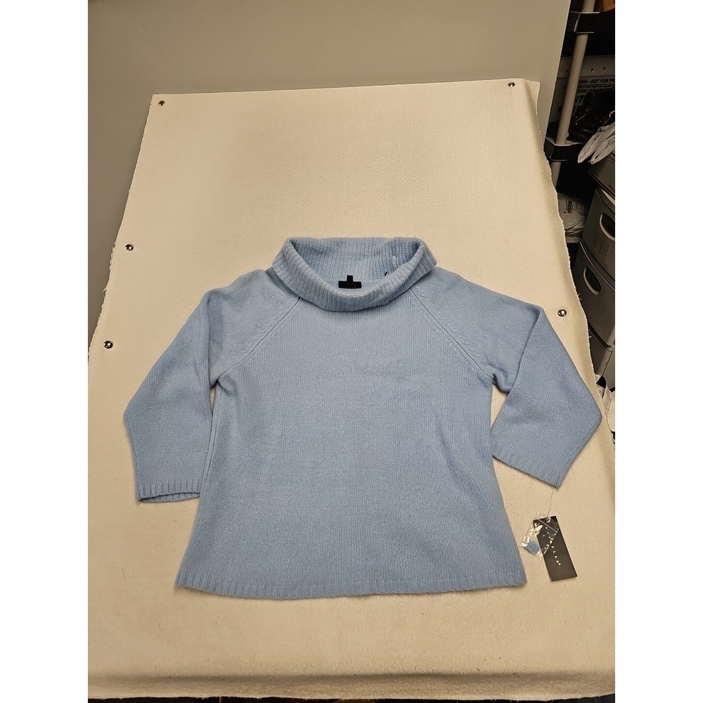 Rafaella Angora Blend Sweater Turtleneck XL Blue New